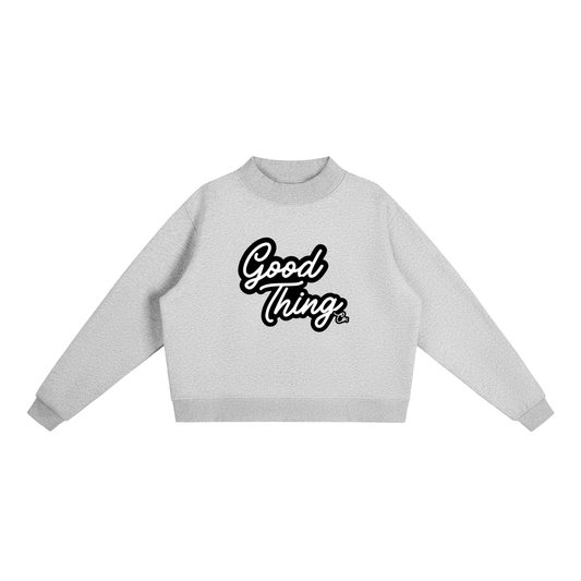 Essential Fleece Mock-Neck Crew Sweatshirt