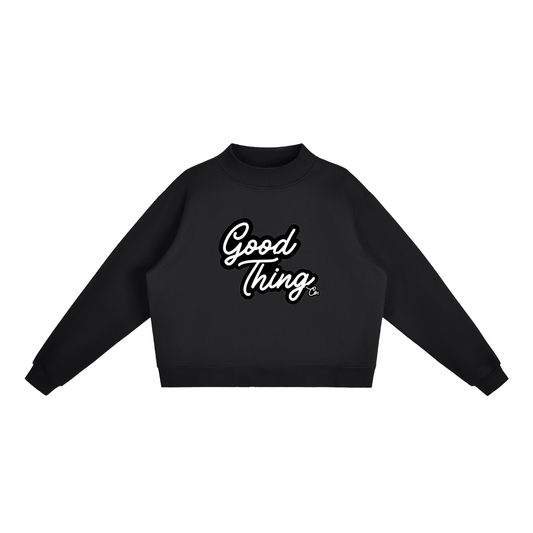 Essential Fleece Mock-Neck Crew Sweatshirt