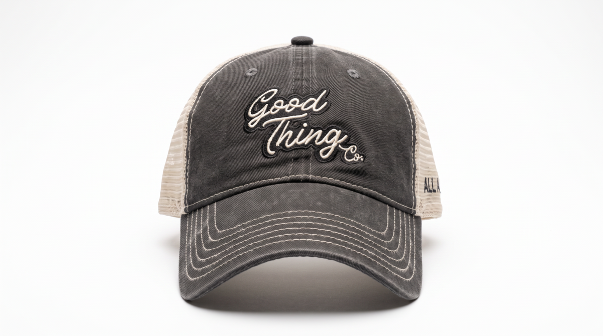 Good Thing & Co. Mesh Trucker Hat - Black/Stone