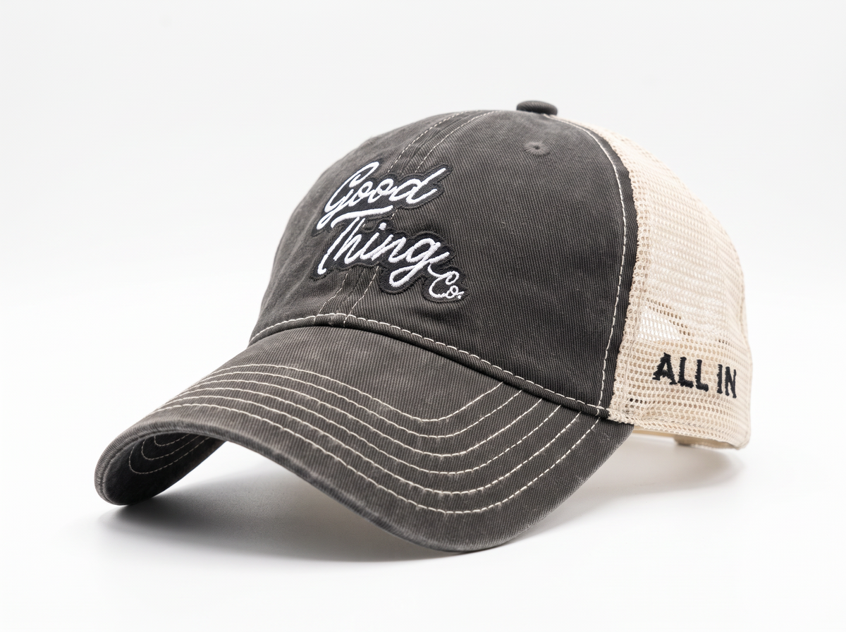 Good Thing & Co. Mesh Trucker Hat - Black/Stone