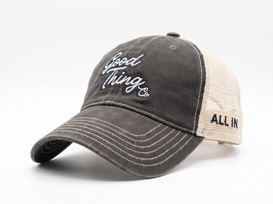 Good Thing & Co. Mesh Trucker Hat - Black/Stone